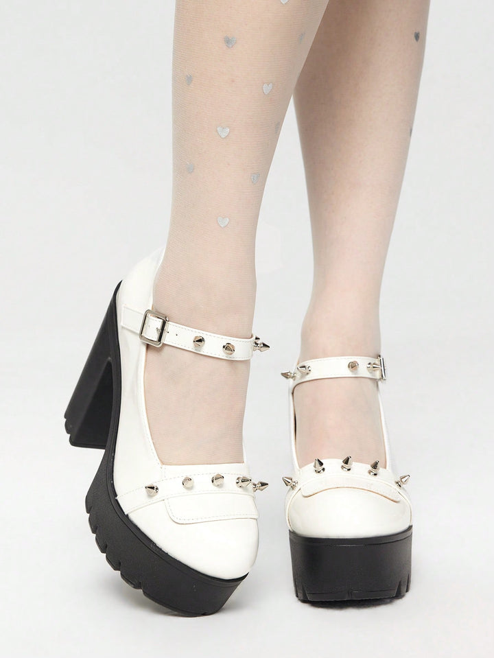 Pantofi cu toc SHEIN, alb