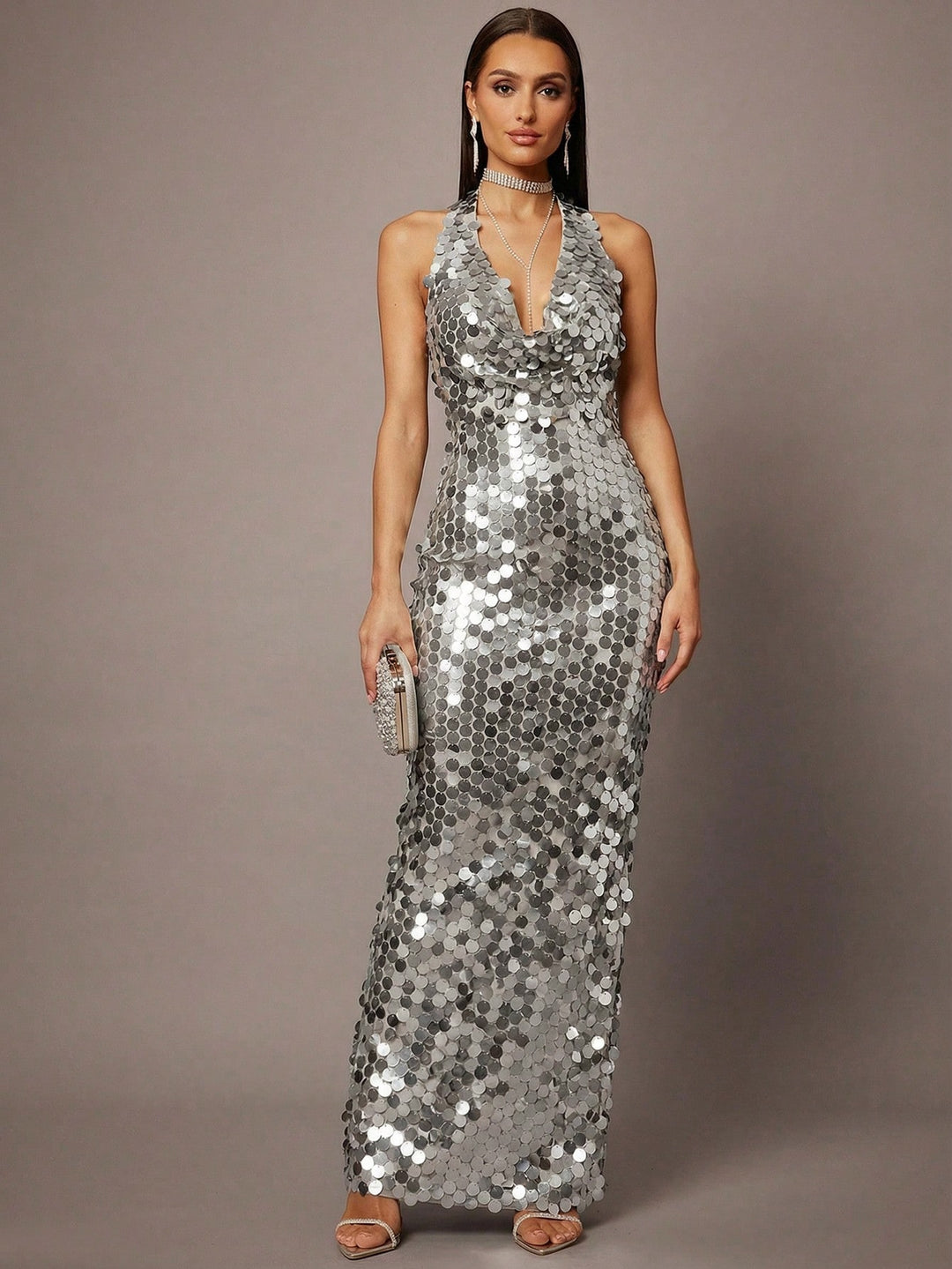 Rochie maxi SHEIN, argintiu