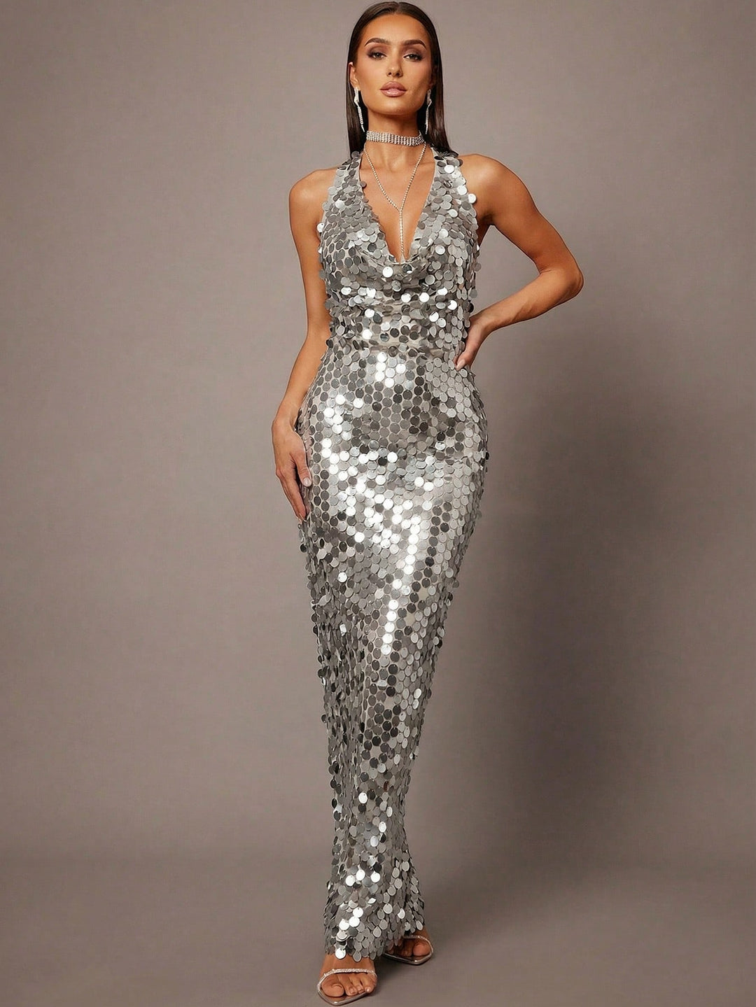 Rochie maxi SHEIN, argintiu