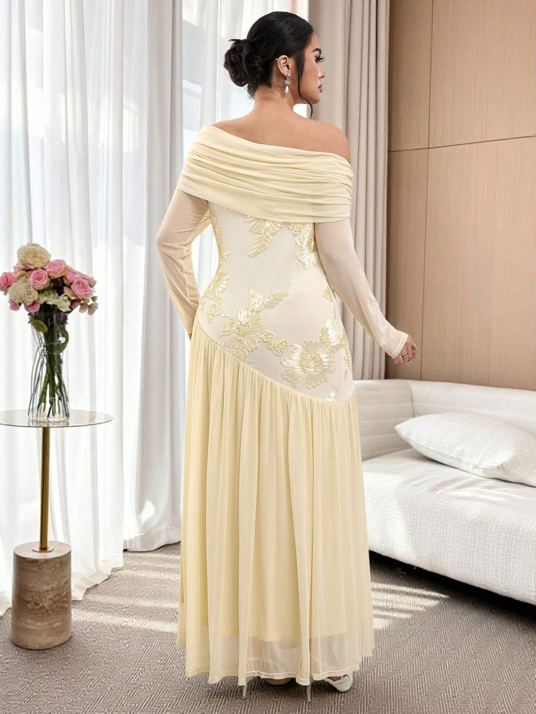 Rochie maxi SHEIN, crem
