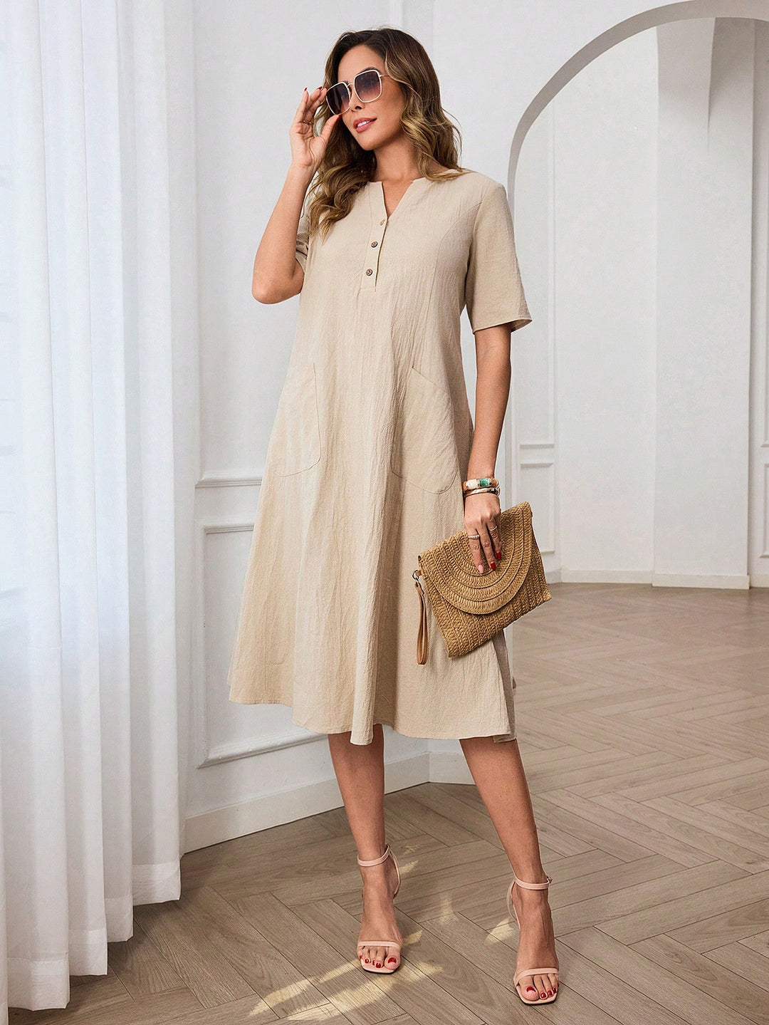 Rochie midi SHEIN, bej