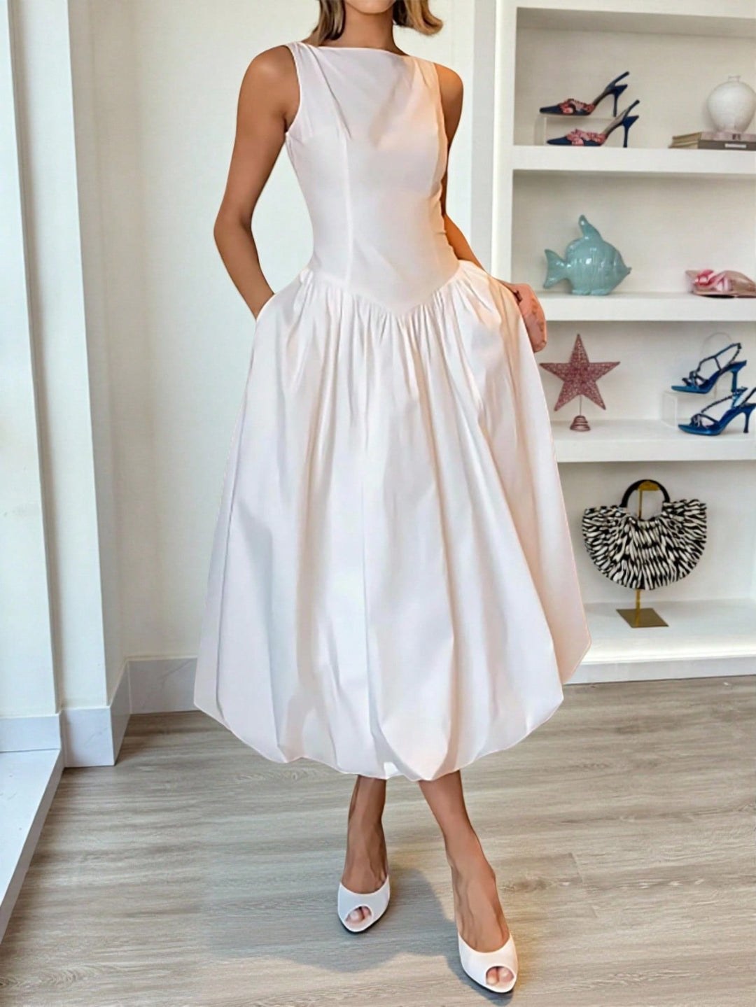 Rochie midi SHEIN, alb