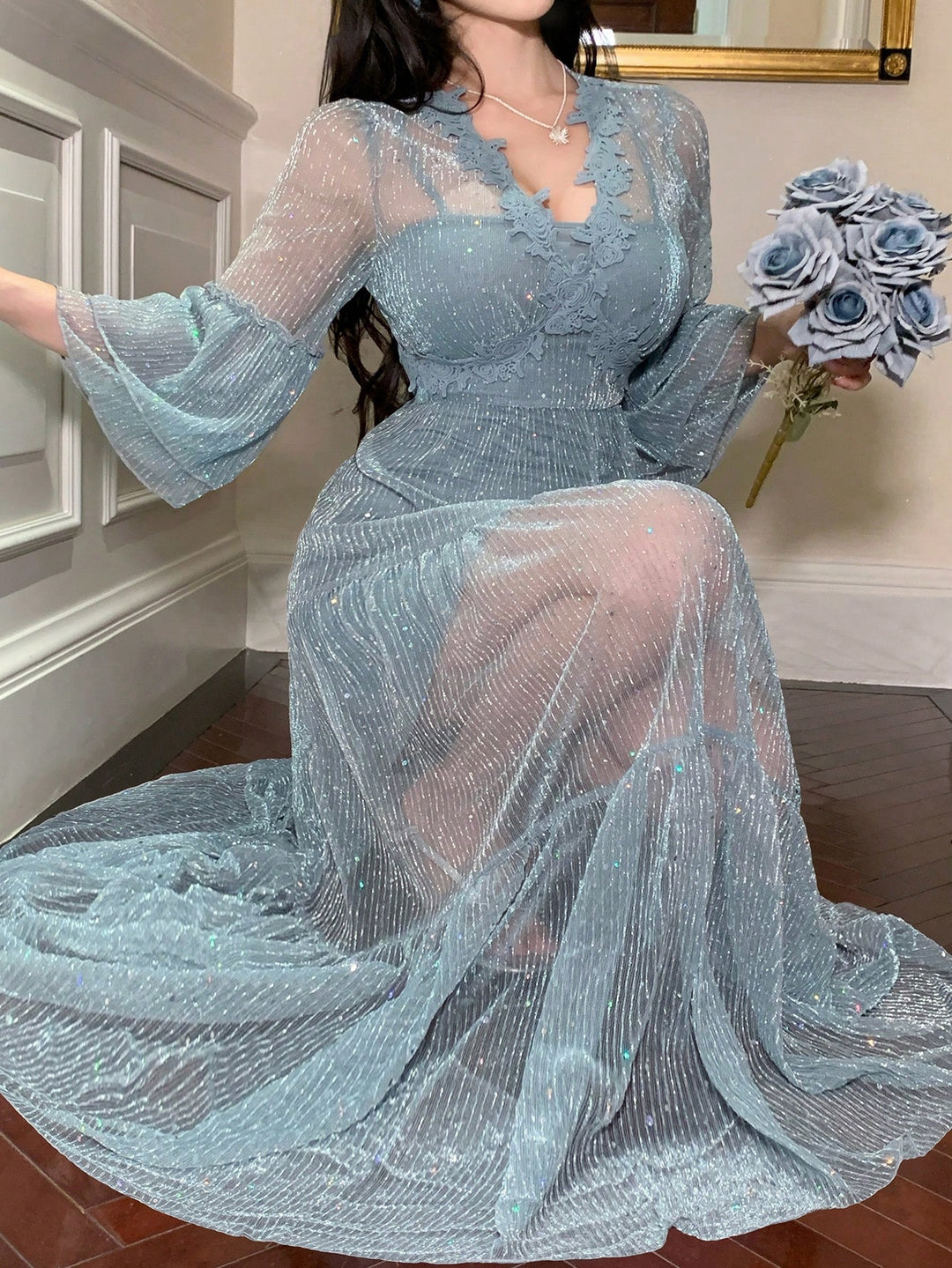 Rochie maxi SHEIN, albastru