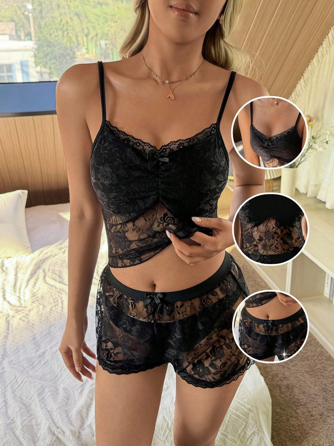 Compleu pijamale SHEIN, negru