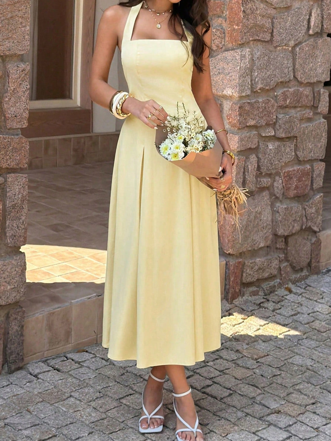 Rochie midi SHEIN, galben