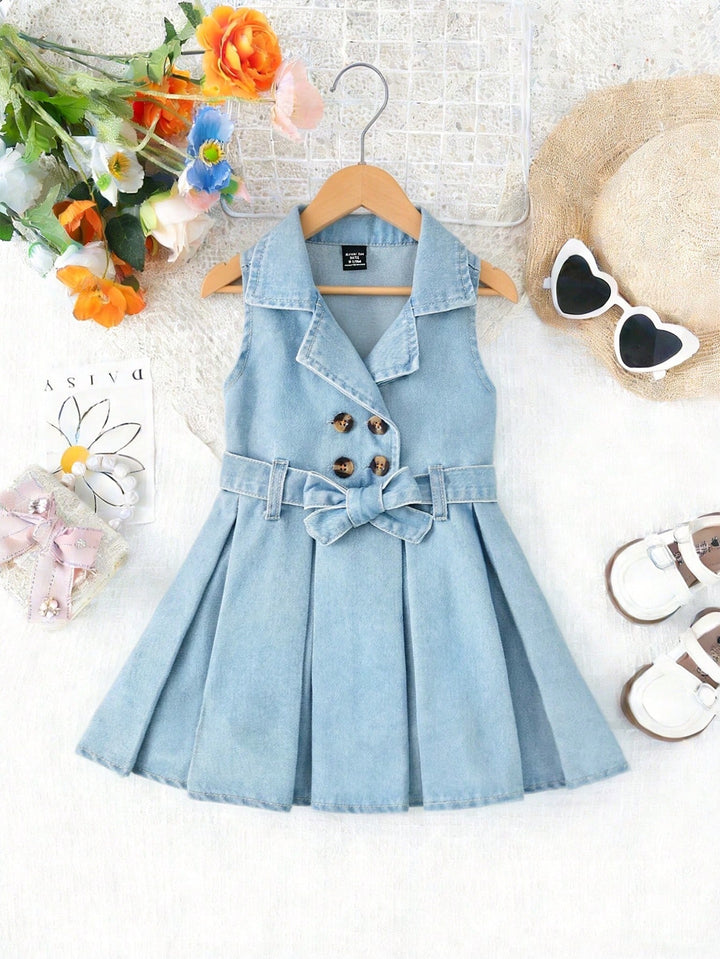 Rochie din denim pentru copii SHEIN, albastru