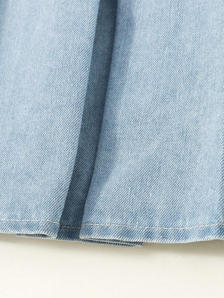 Rochie din denim pentru copii SHEIN, albastru
