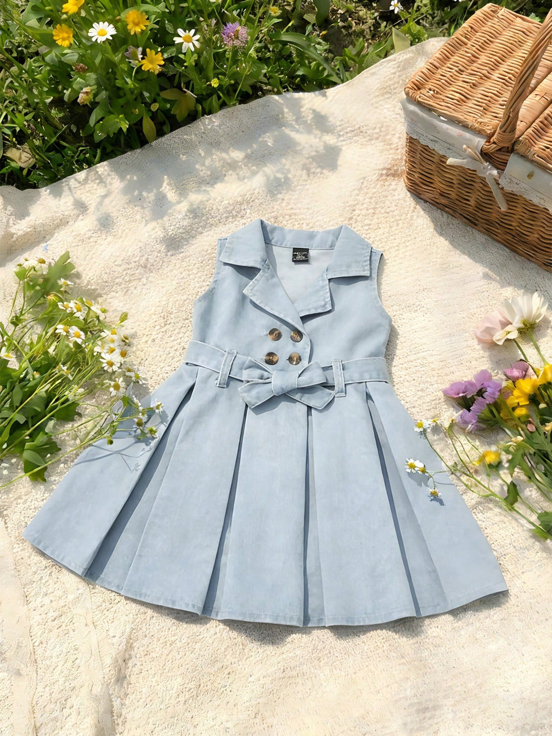 Rochie din denim pentru copii SHEIN, albastru