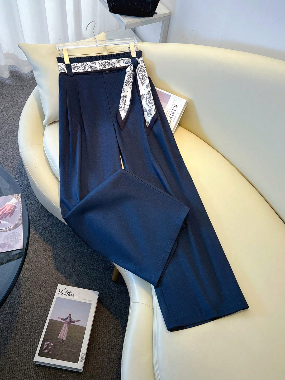 Pantalon de costum SHEIN, albastru