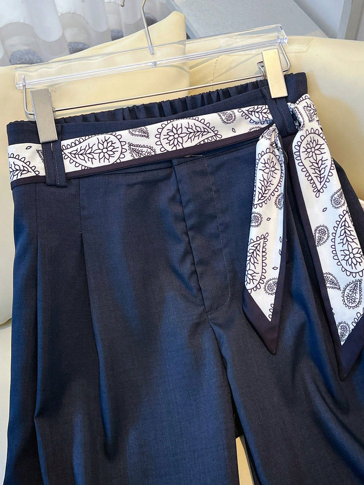 Pantalon de costum SHEIN, albastru