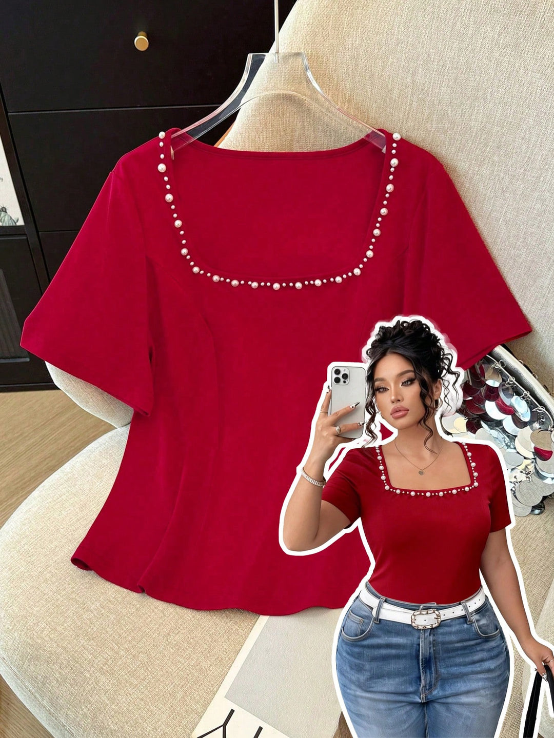Tricou SHEIN, vișiniu