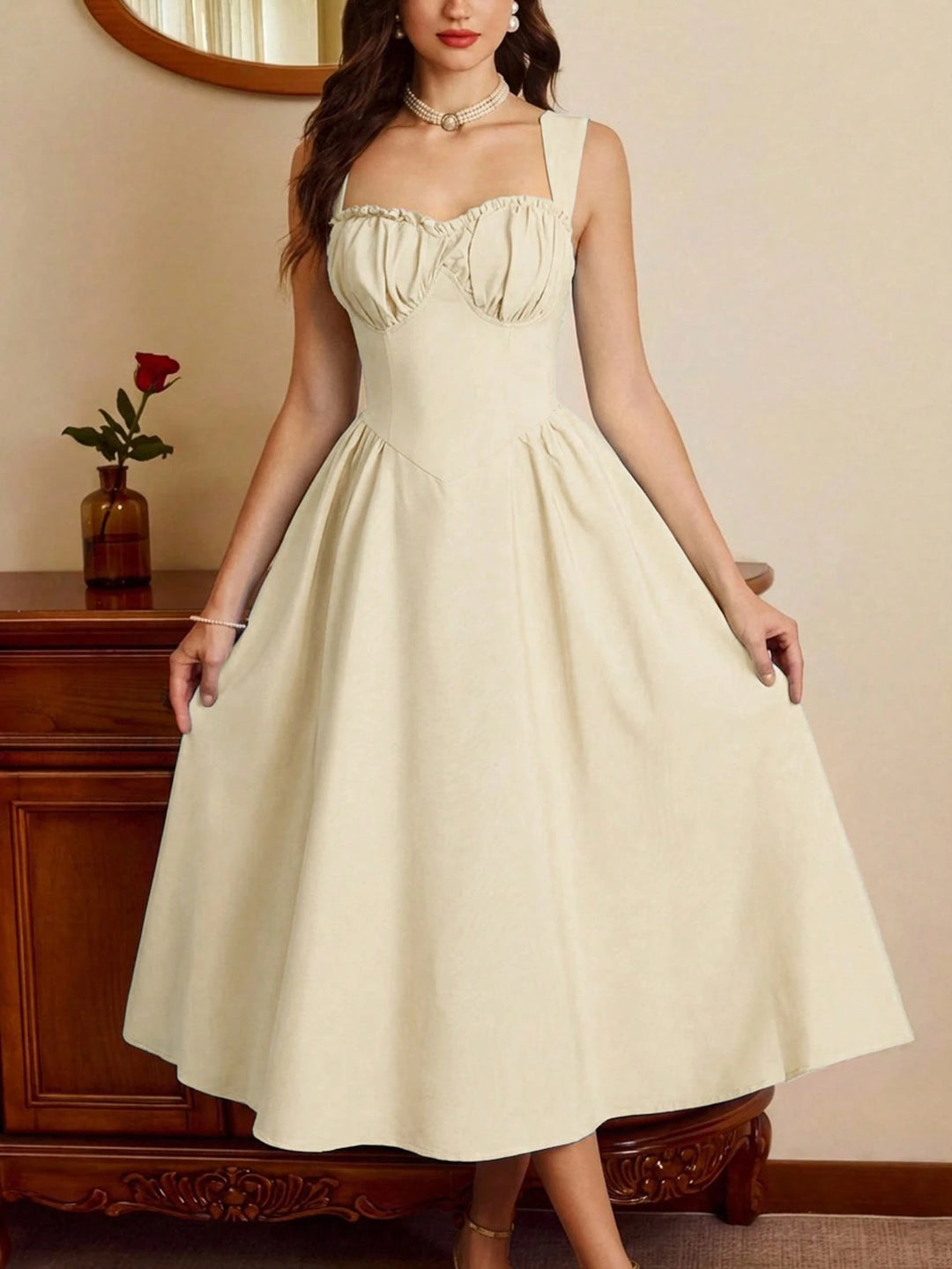 Rochie midi SHEIN, crem