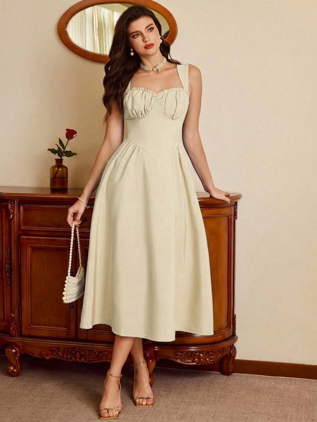 Rochie midi SHEIN, crem