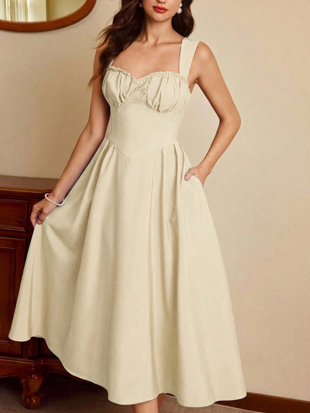 Rochie midi SHEIN, crem