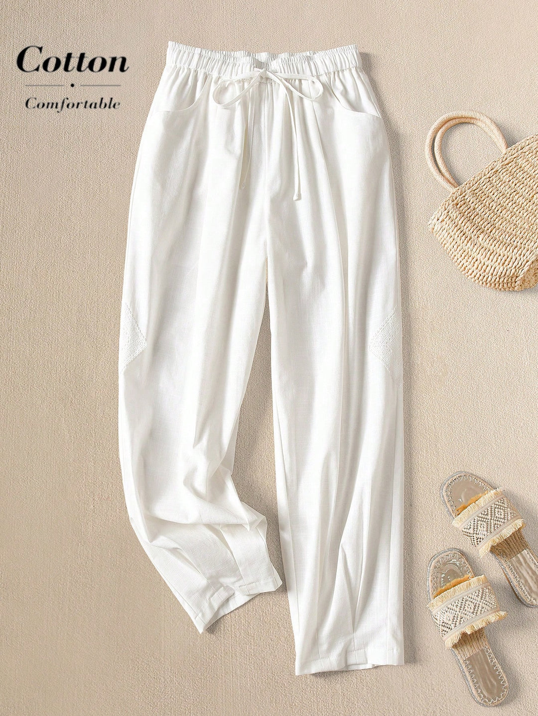Pantaloni SHEIN, alb
