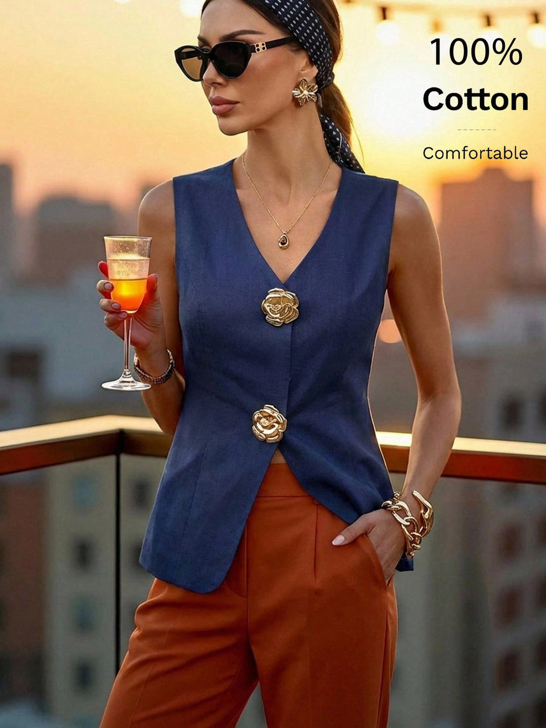 Bluza eleganta cu nasturi metalici SHEIN, gri