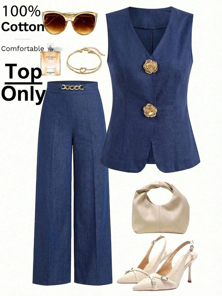 Bluza eleganta cu nasturi metalici SHEIN, gri