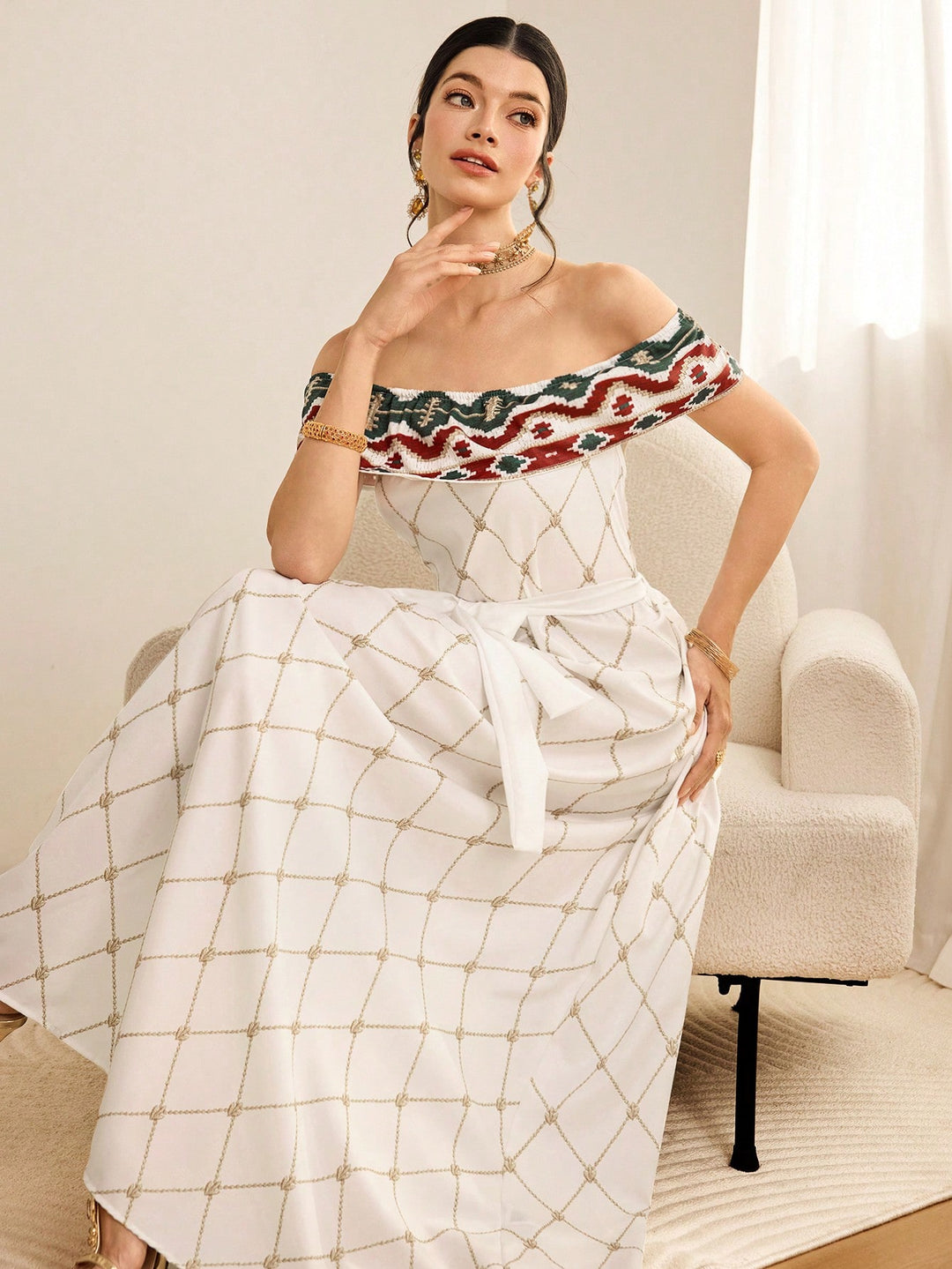 Rochie maxi SHEIN, alb