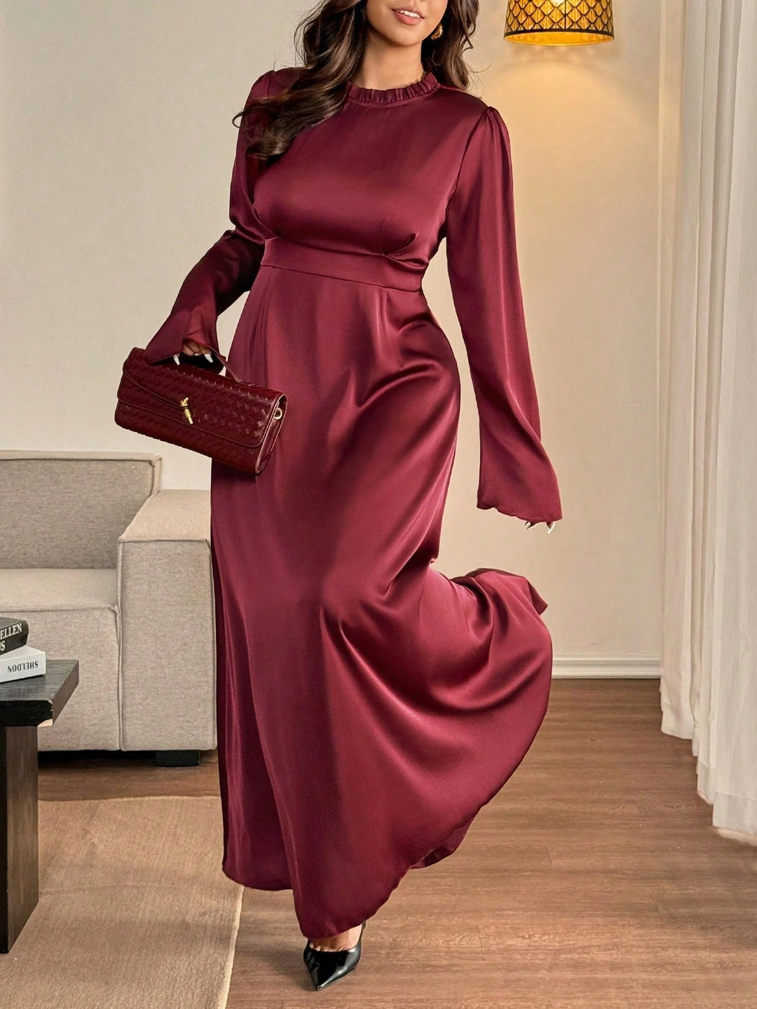 SHEIN maxi ruha, bordó