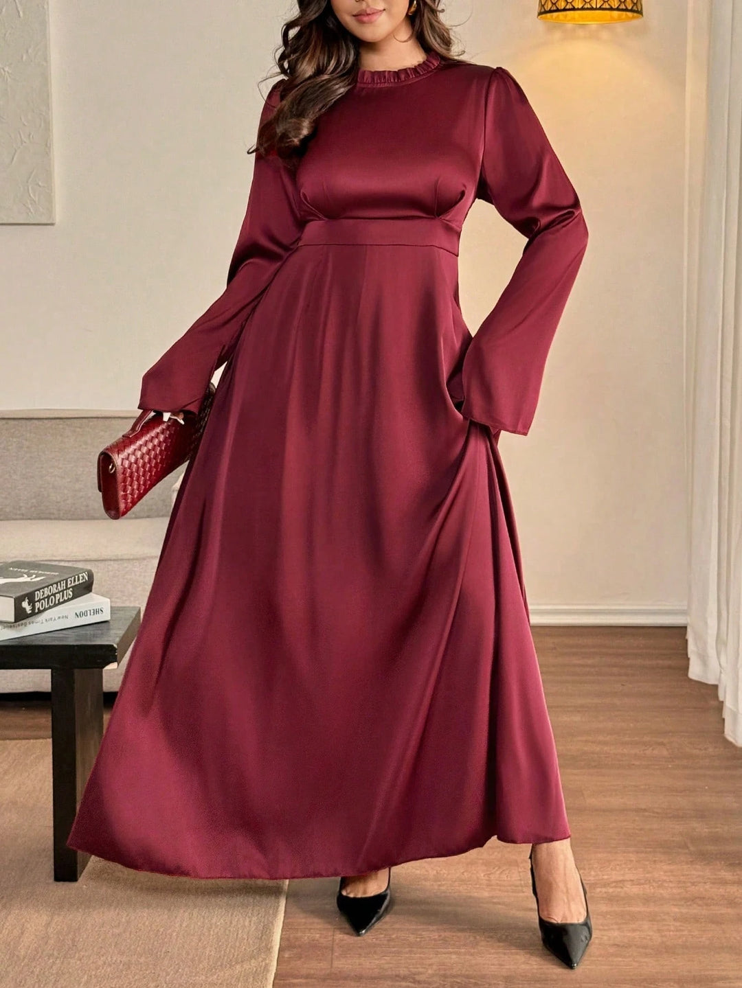 SHEIN maxi ruha, bordó