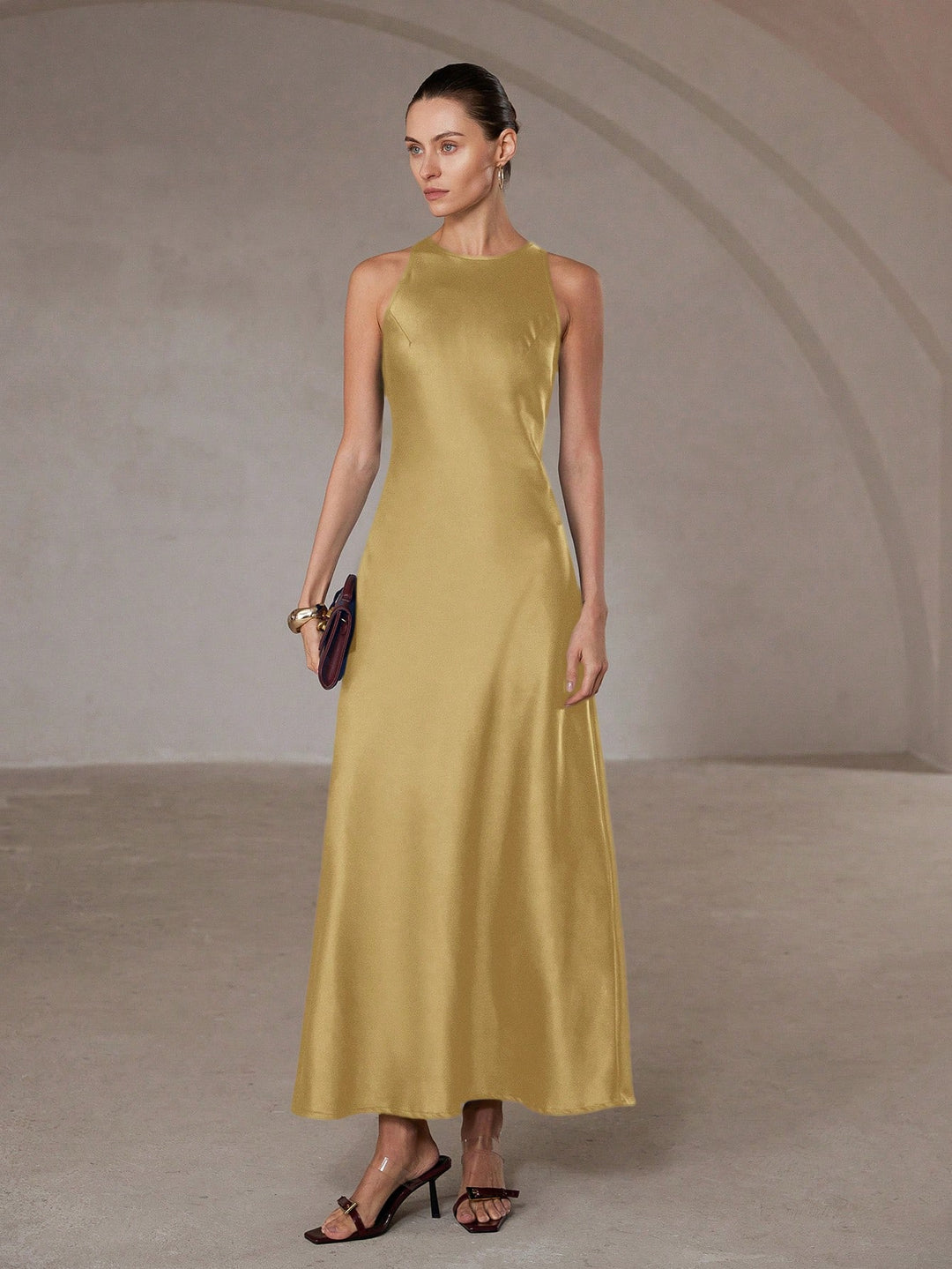 Rochie maxi SHEIN, auriu