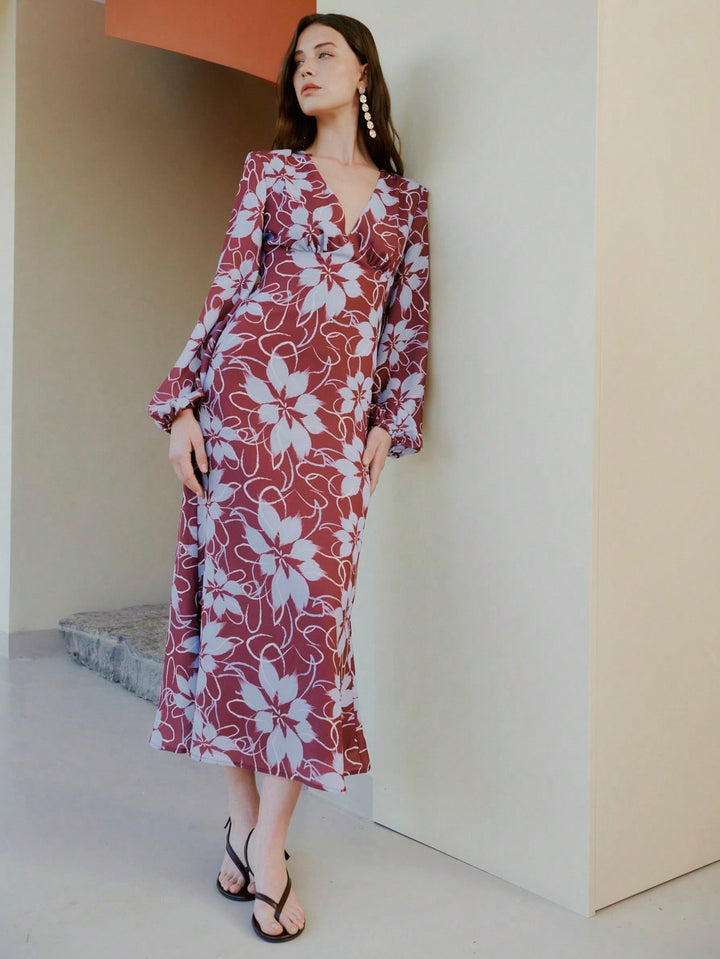 Rochie midi SHEIN, maro