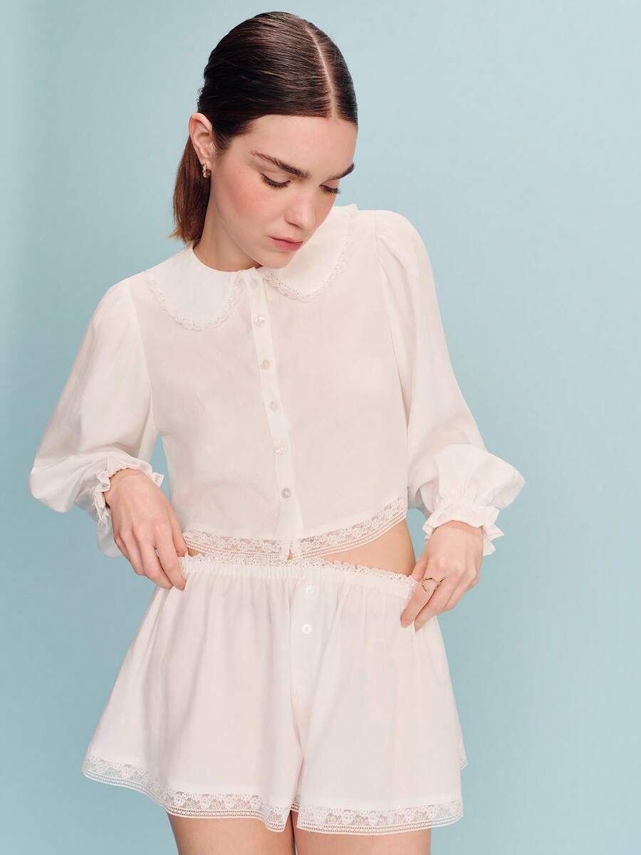 Compleu pijamale SHEIN, alb