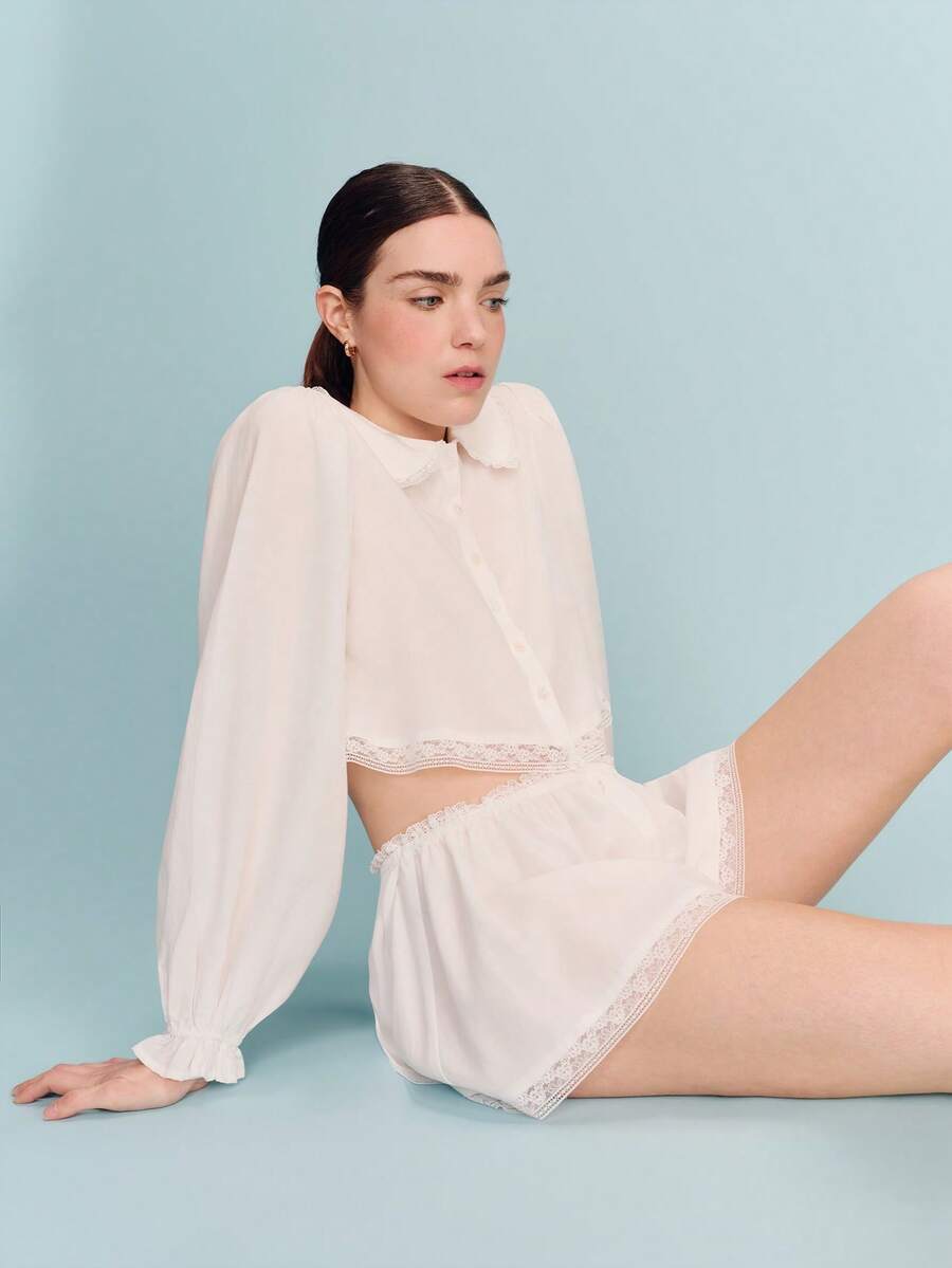 Compleu pijamale SHEIN, alb