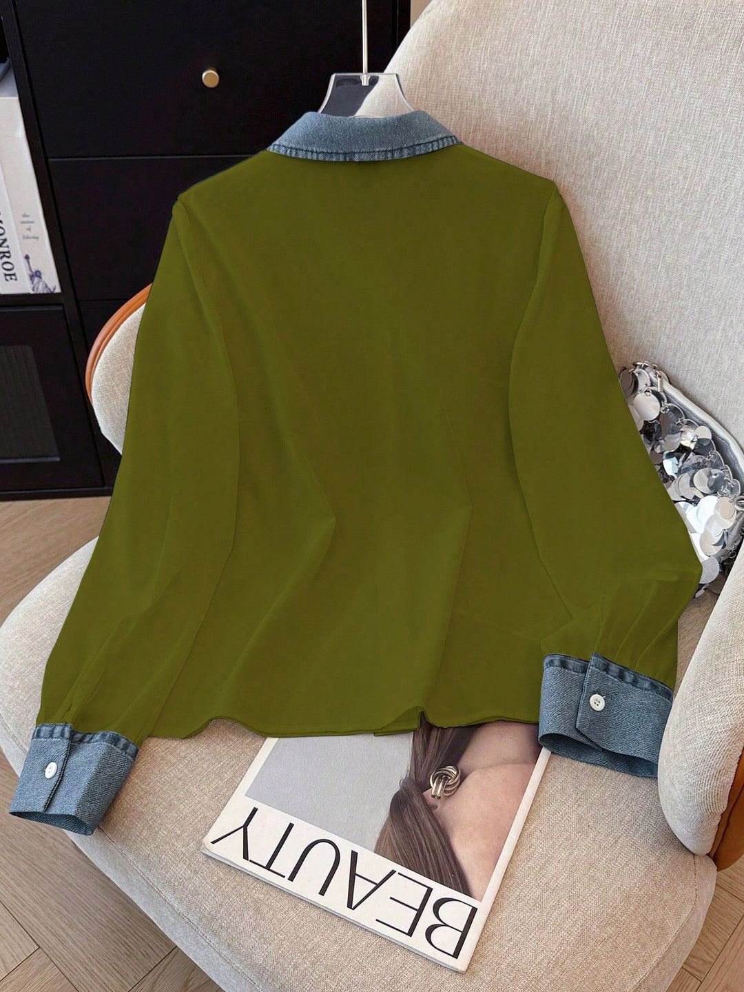 Cămașă casual SHEIN, kaki