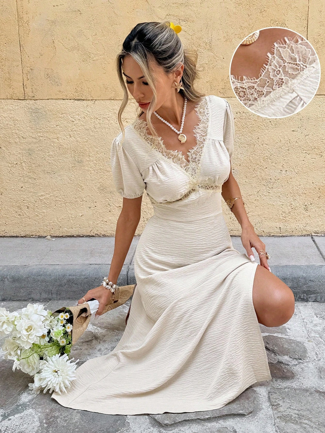Rochie maxi SHEIN, crem