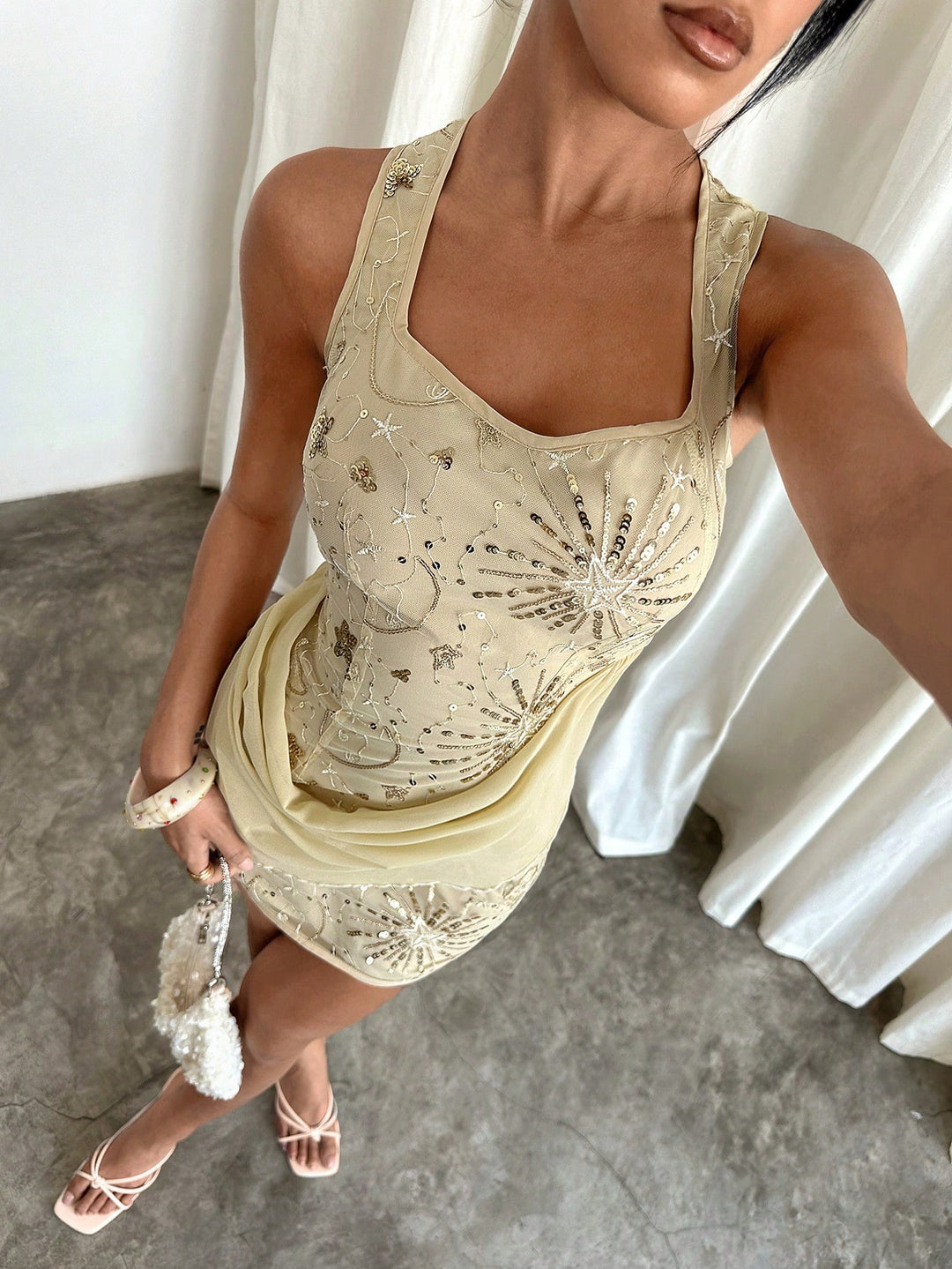 Rochie scurtă SHEIN, bej