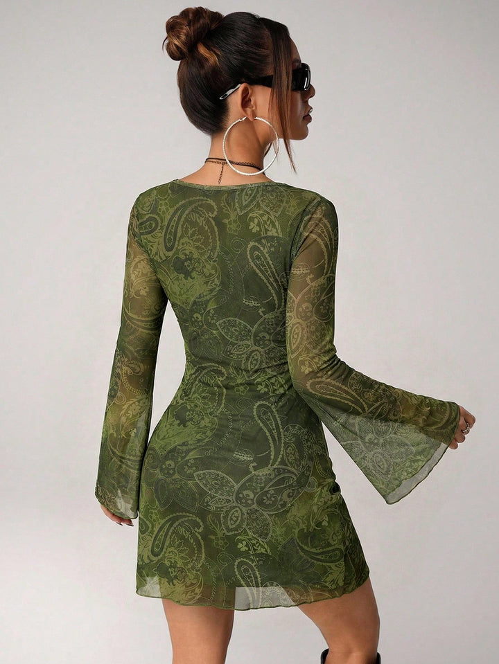 Rochie mini SHEIN, kaki