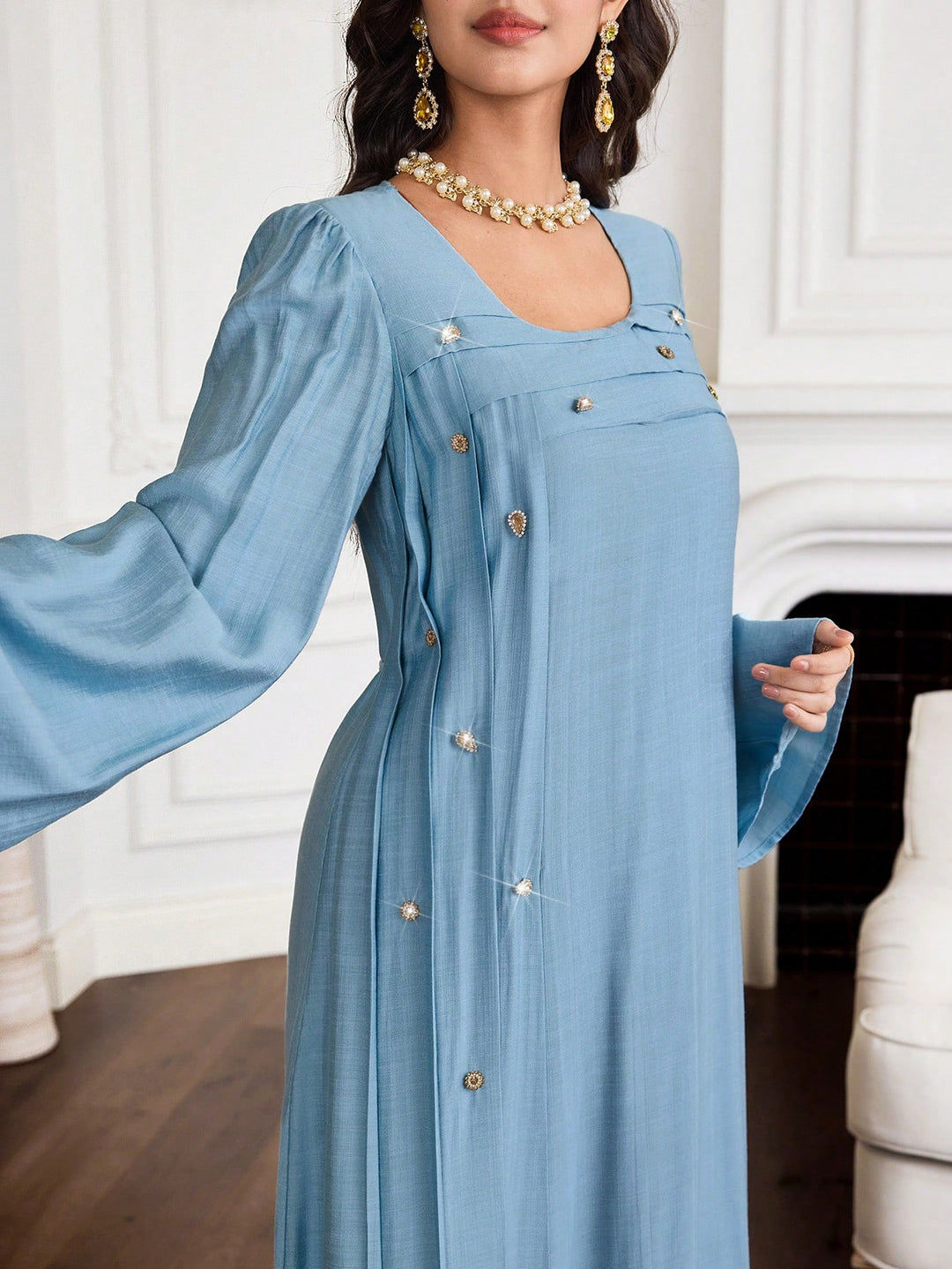 Set caftan și jalabiya SHEIN, albastru