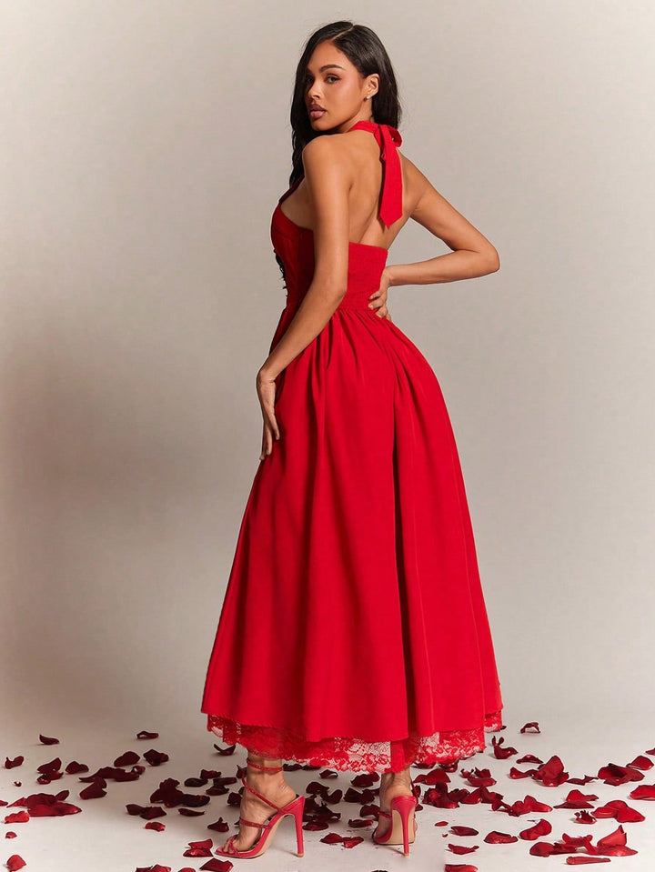 SHEIN midi ruha, piros