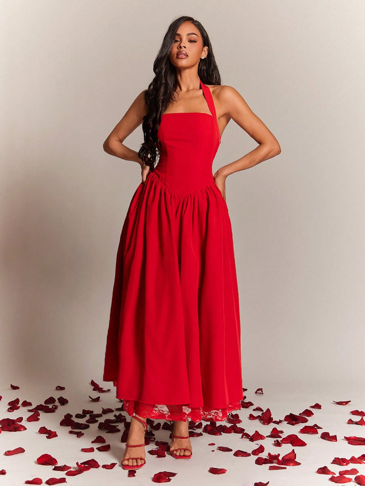 SHEIN midi ruha, piros