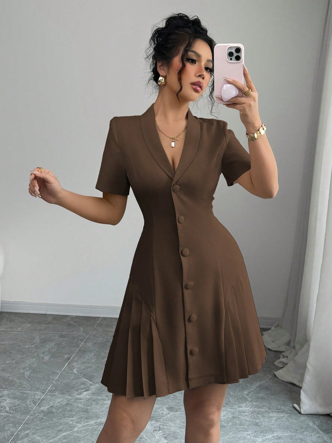 Rochie scurtă SHEIN, maro
