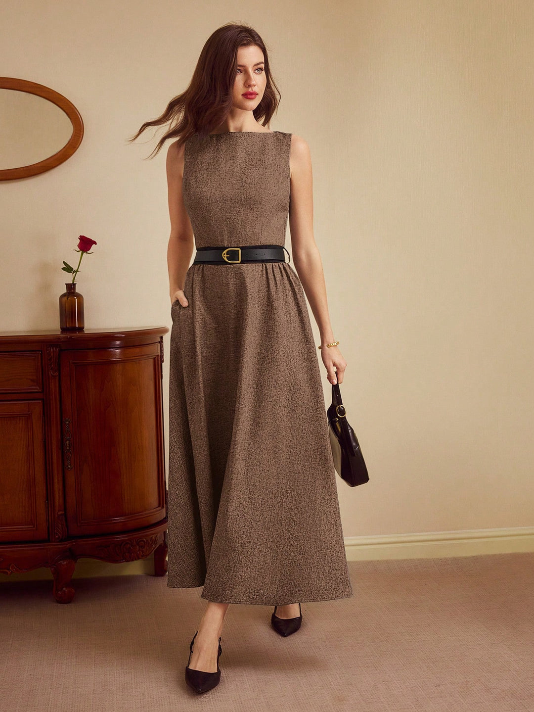 Rochie maxi SHEIN, maro