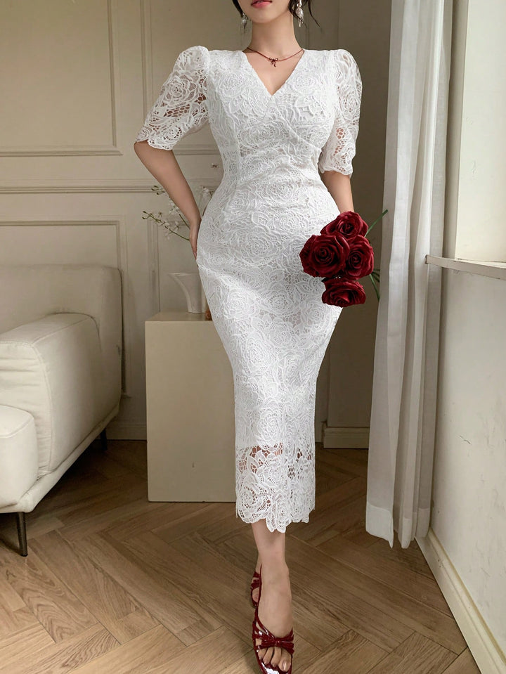 Rochie midi SHEIN, alb