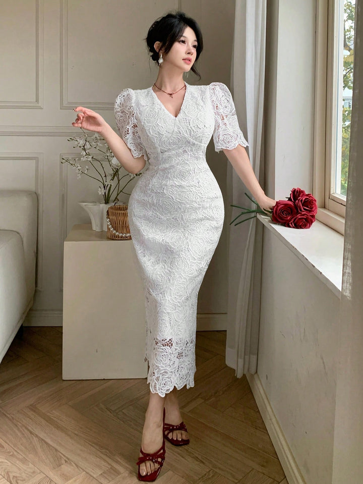 Rochie midi SHEIN, alb