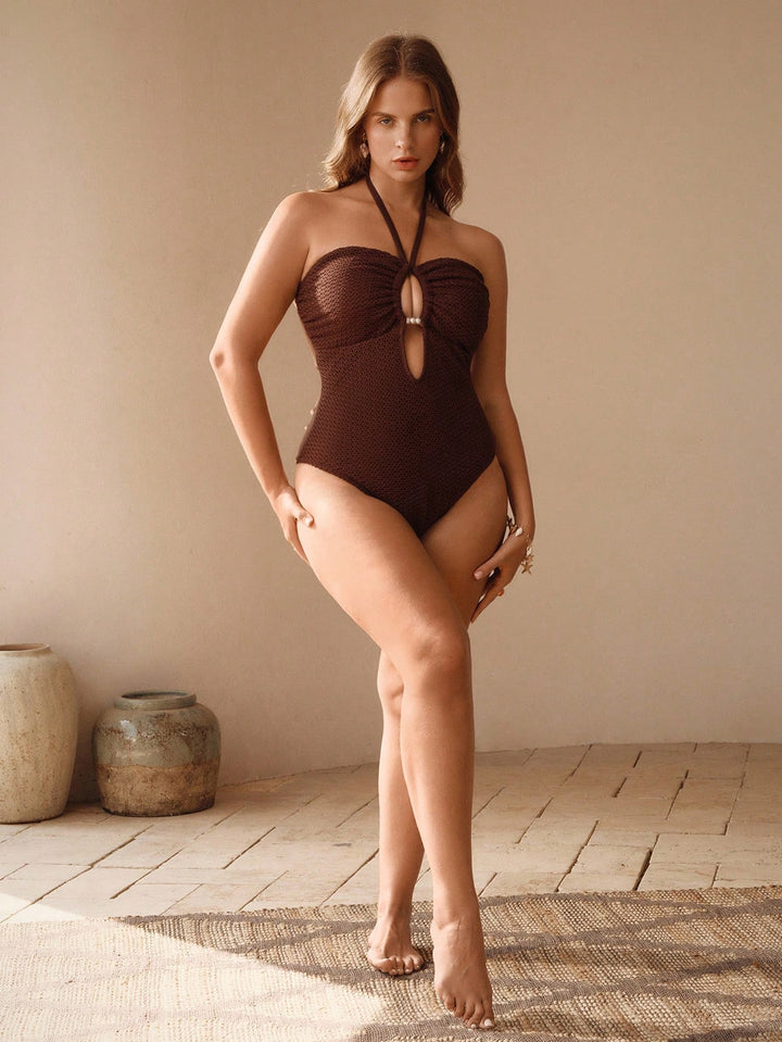 Costum de baie SHEIN, maro