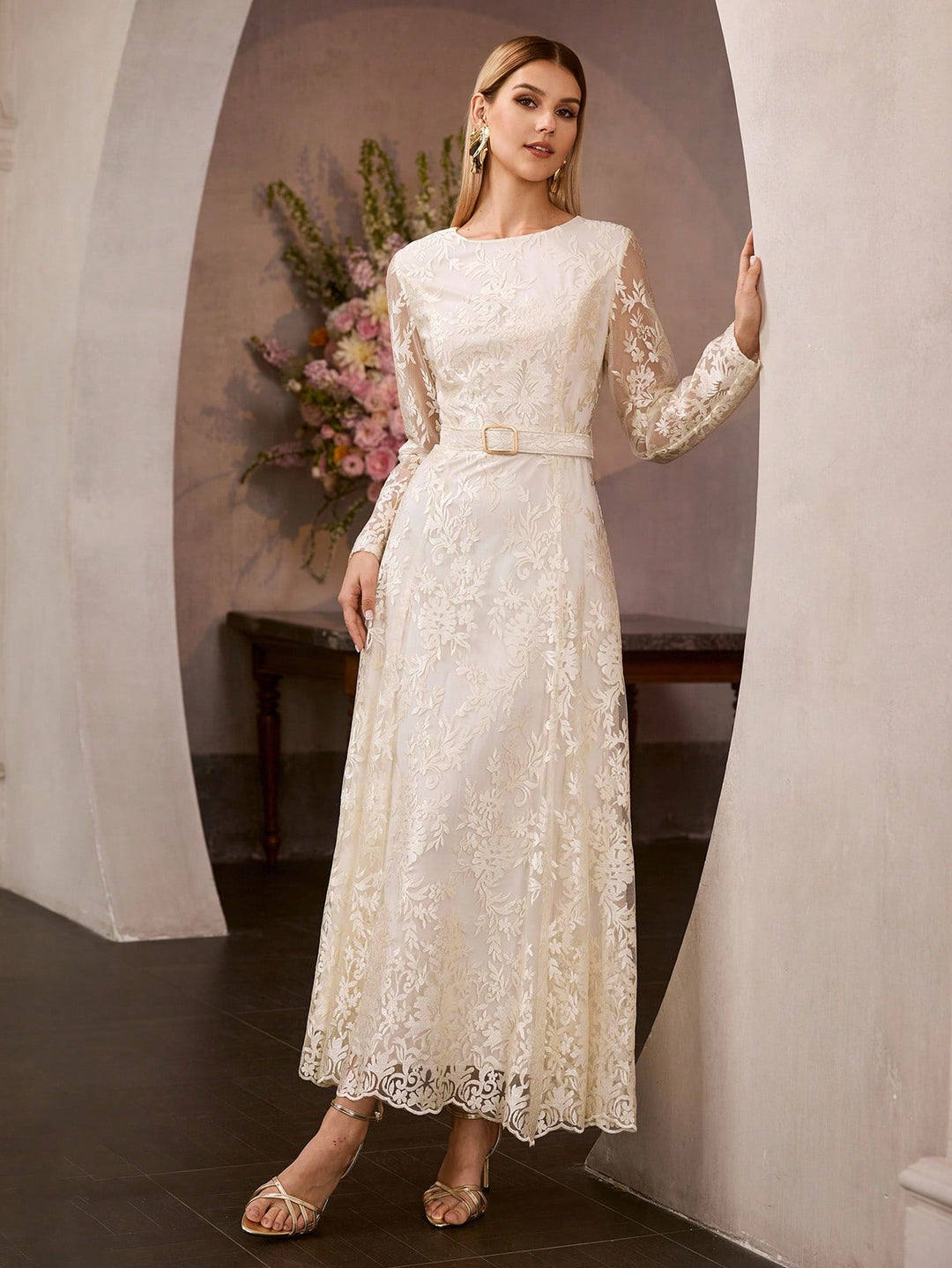 Rochie maxi SHEIN, bej