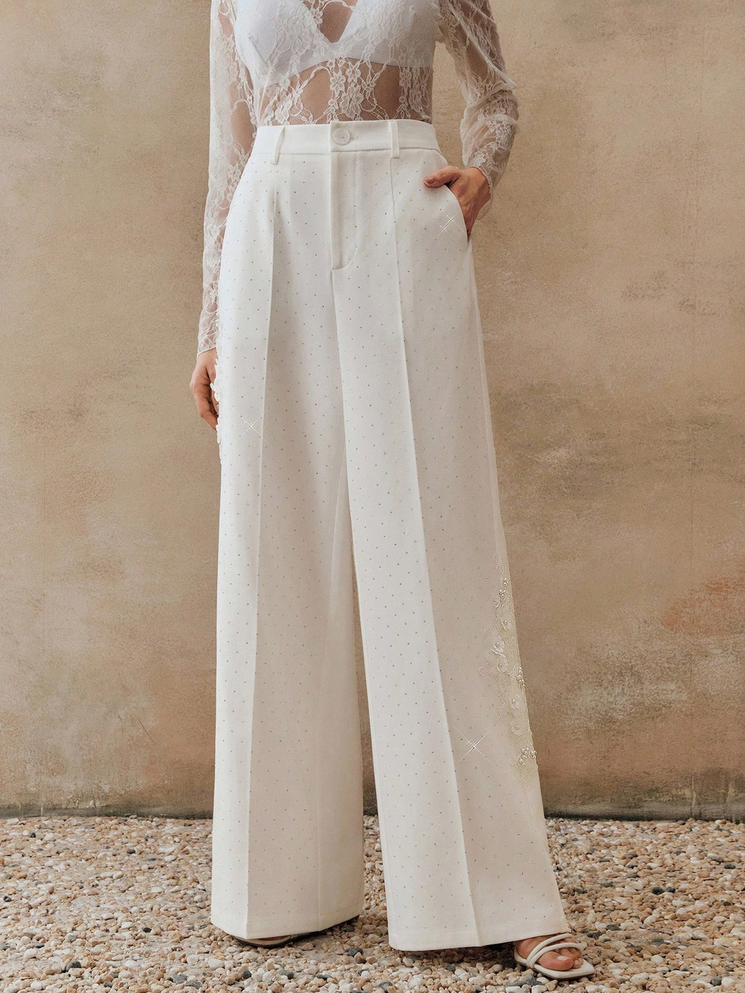 Pantalon SHEIN, alb