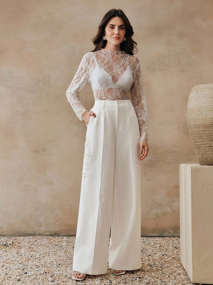 Pantalon SHEIN, alb