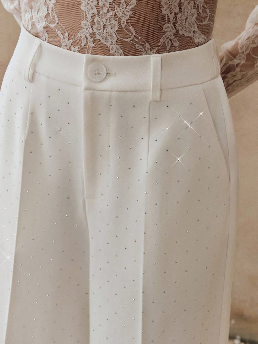 Pantalon SHEIN, alb