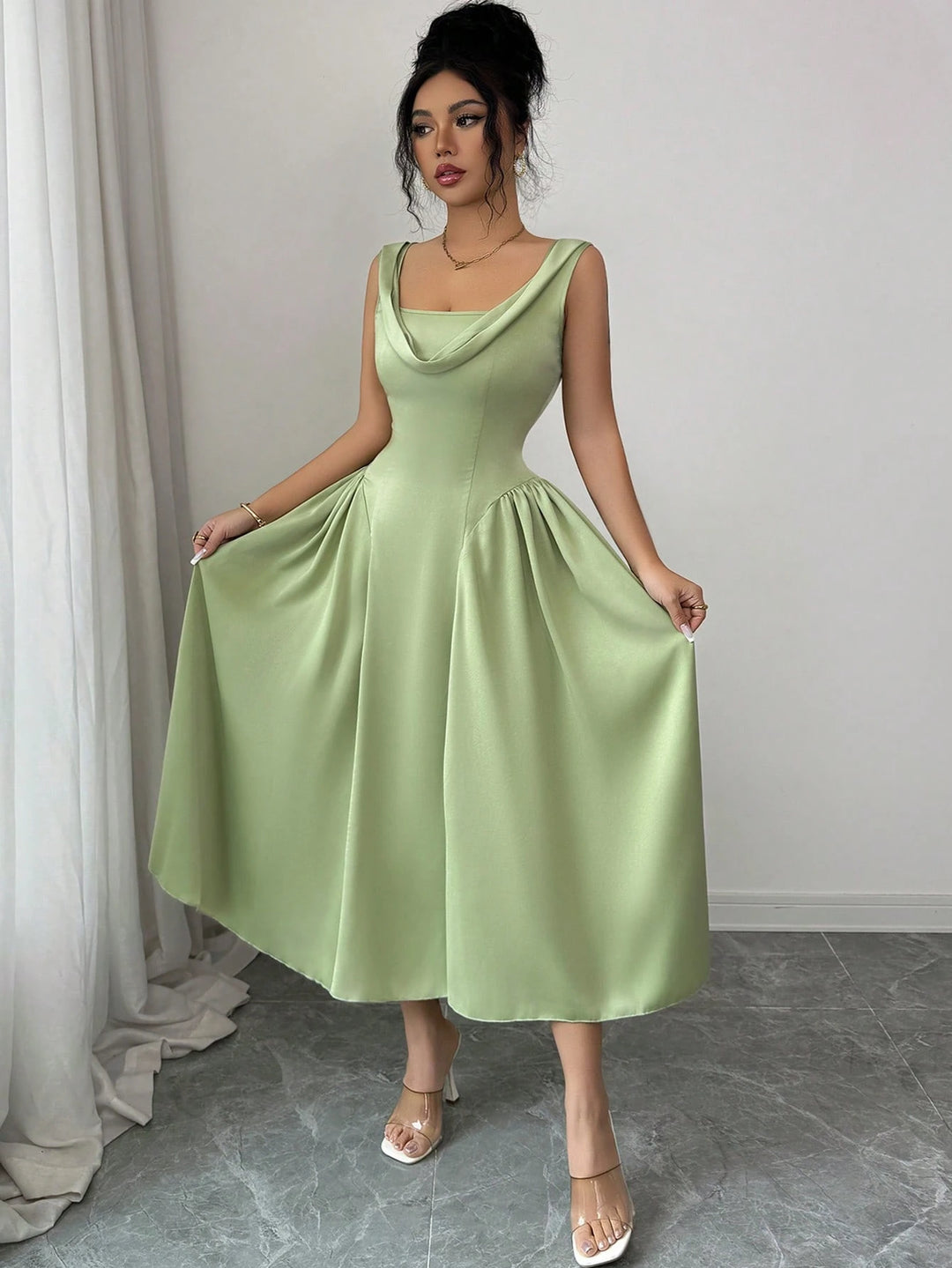 Rochie midi SHEIN, verde