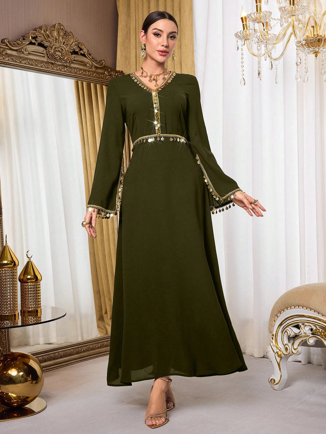 Rochie maxi SHEIN, kaki