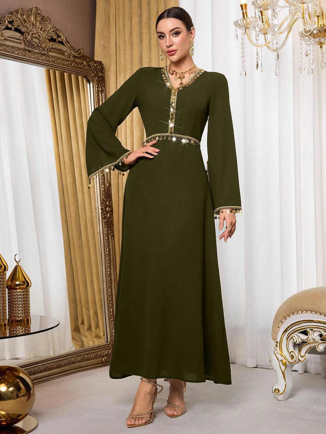 Rochie maxi SHEIN, kaki
