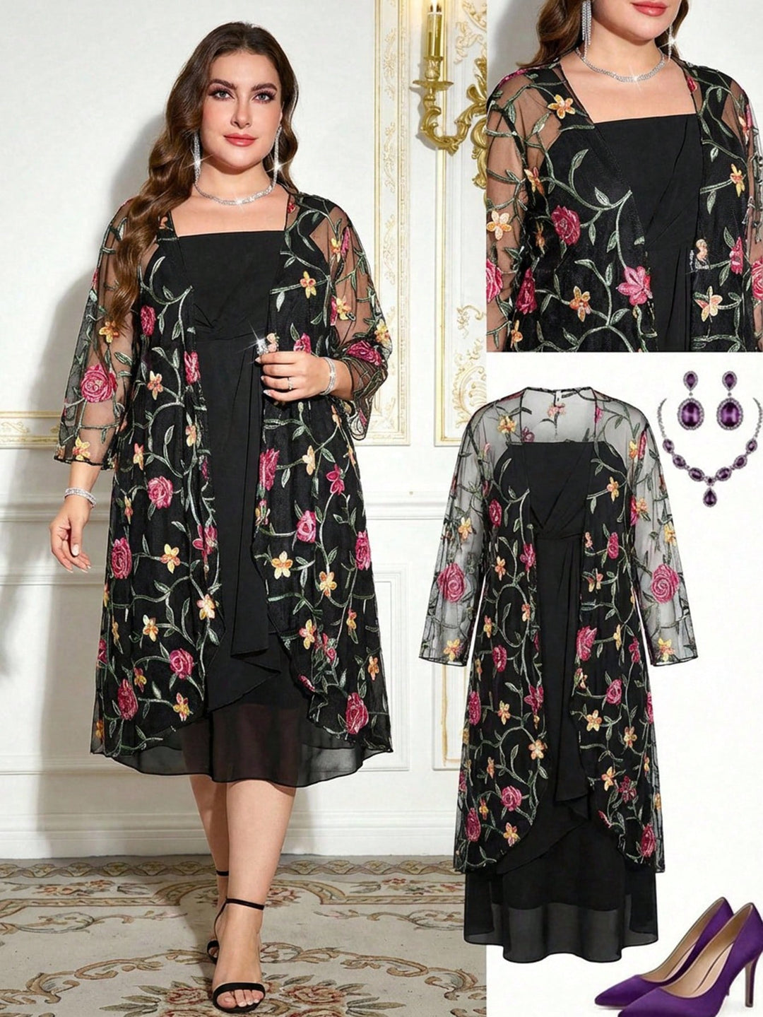 Set rochie și cardigan SHEIN, negru