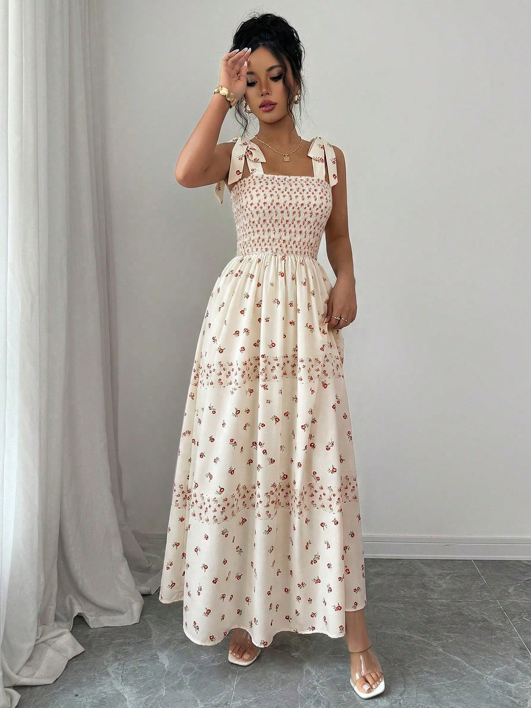 Rochie maxi SHEIN, bej