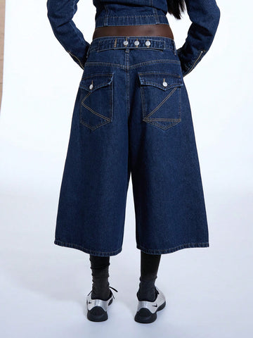 Jeans 3/4 SHEIN, albastru